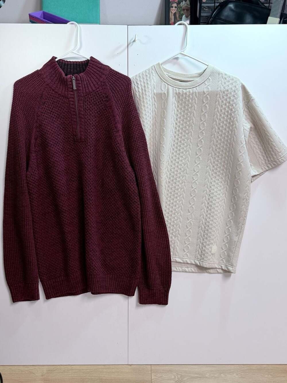 Denver Hayes 1/4 Zip Knit Sweater and Saints Studio Cable Knit Bundle